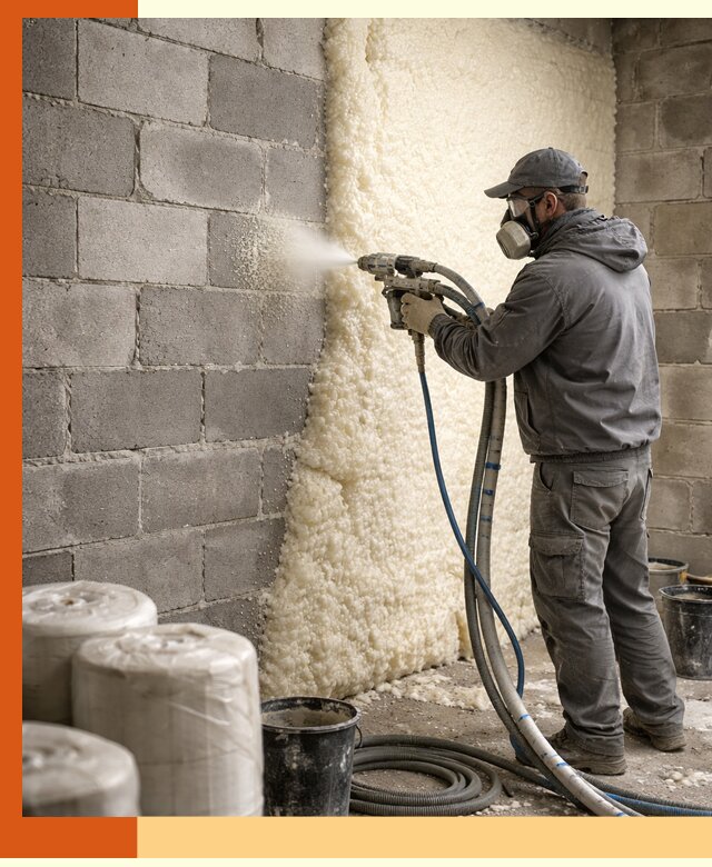 Утепление блочной стены ППУ в Мысках качественно и надёжно