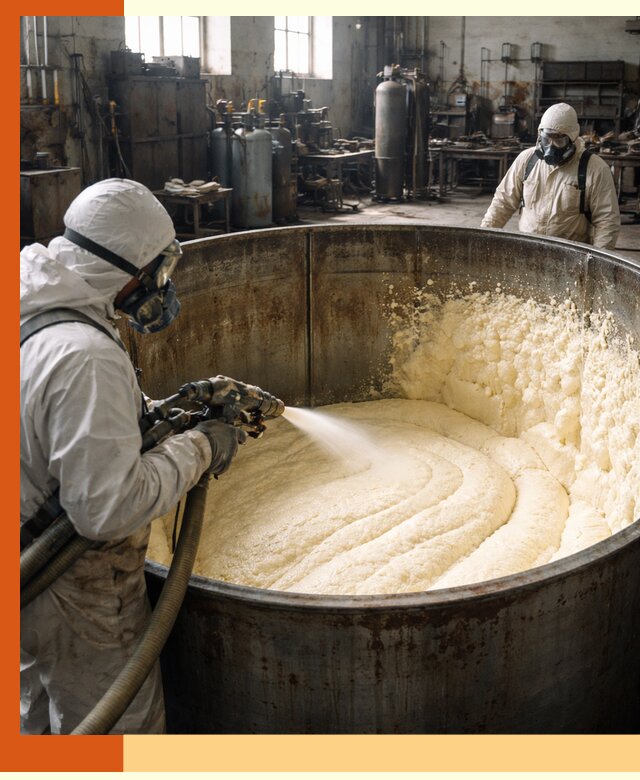 Заливка ппу в емкости с полной изоляцией и герметизацией в Мысках